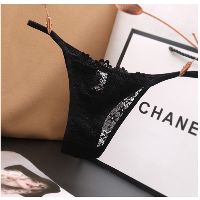 ซื้อ สินค้าพร้อมส่งจากไทย💥Angle Bra 💥(N653) กางเกงในเอวสายเดี่ยว แต่งด้านหน้าลูกไม้ สวยเซ็กซี่