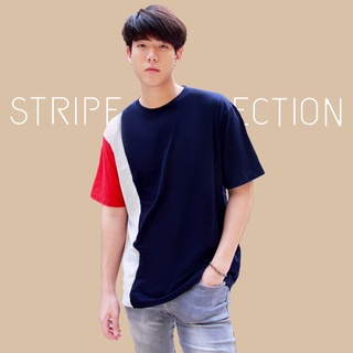 เสื้อยืด STRIP ลายเเถบ ผ้า cotton 100%  by jfourtshirtmart ไม่ยืด ไม่ย้วย