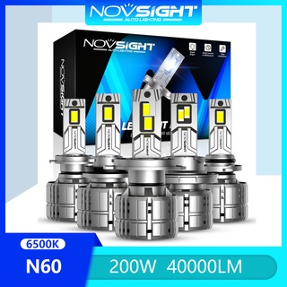 Novsight ไฟหน้ารถ LED N60 ใหม่ล่าสุด 9005 9006 H4 H7 H11 ชุดหลอดไฟหน้า LED ไฟสูง/ต่ํา 6500K สว่างมาก 200W 40000LM Plug&amp;Play Ready Stock 2 PCS รับประกัน 2 ปี