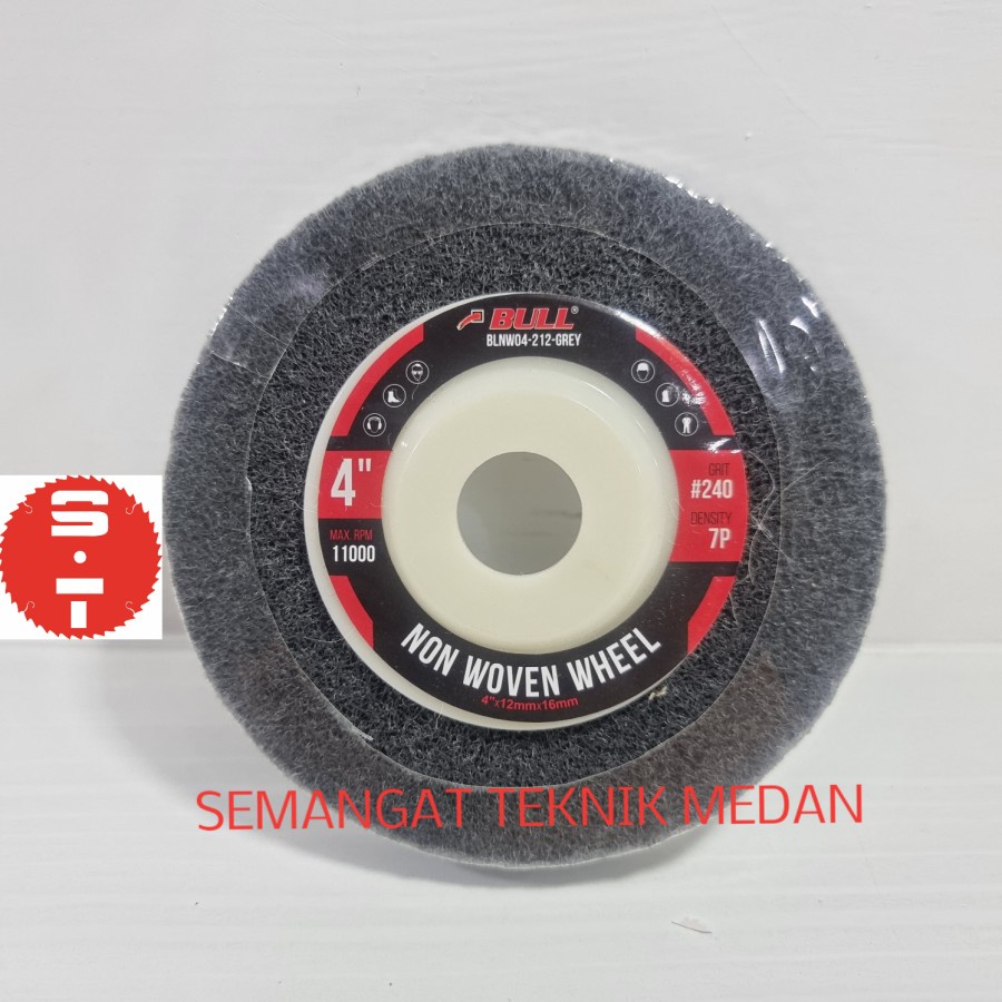 MATA 4" NON-WOVEN WHEEL POLISHING BIT BULL GRIT 240 GREY IRON