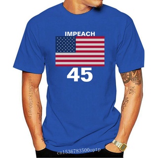 เสื้อยืดแขนสั้น ผ้าฝ้าย พิมพ์ลายธง USA IMPEACH 45 สีดํา สีขาว สําหรับผู้ชาย Kehhh67Ggepea38Size S-5XL