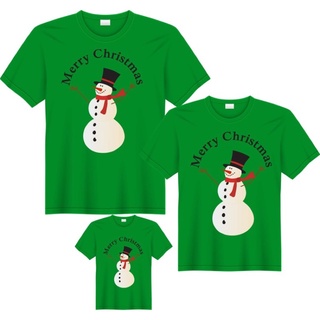 เสื้อยืดSNOWMAN MERRY CHRISTMAS FAMILY  T-SHIRT RED BLUE GREEN COTTON TRENDY 2023 NEW YEAR 161