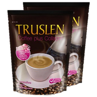 ﻿Truslen Coffee Plus Collagen Instant Coffee Mix Powder กาแฟไขมันต่ำ ไม่มีน้ำตาล ผสมคอลลาเจน 15g. x16ซอง (2แพค)