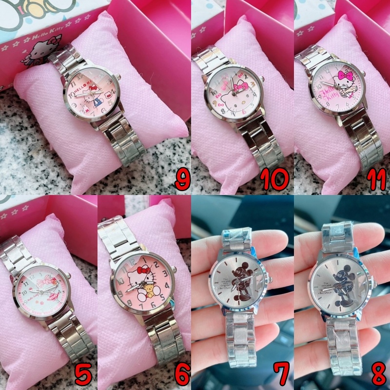 💥นาฬิกาแฟชั่น Fashion watch ลายการ์ตูน หลายแบบ แถมฟรีผ้าเช็ด พร้อมเซ็ทเวลา