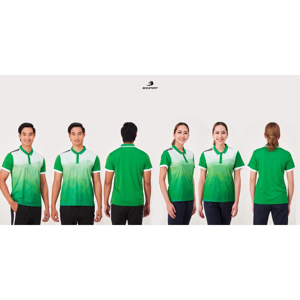 BCS SPORT เสื้อพิมพ์ลาย/กีฬา คอโปโล ปกสปอร์ต สีเขียว UNISEX เนื้อผ้า MICRO PLUS+ รหัสJ9004/J9006 POLO-NECK SUBLIMATION ราคา ถูกที่สุด ดีลบีเคเค แกลเลอรีภาพที่ 3