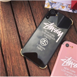 เคสStussy เคสขอบยางหลังแข็งคลุมเครื่อง ขอบดำ คลุมขอบ ลายชัด ผิวกระจกเงาสวยมาก