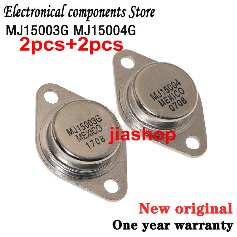 2 คู่ = 4 ชิ้น (2 ชิ้น MJ15003G + 2 ชิ้น MJ15004G) MJ15003 MJ15004 TO-3 20A 140V Silicon Power Ampli