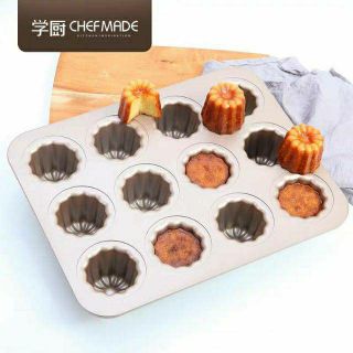 CHEFMADE ถาดอบขนมคานาเล่ พิมพ์อบขนม Canele 12 ช่อง(non-stick)