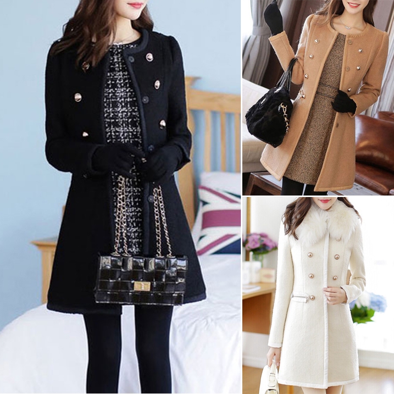 New Womens Winter Lapel Long Leather Jacket Coat Wool