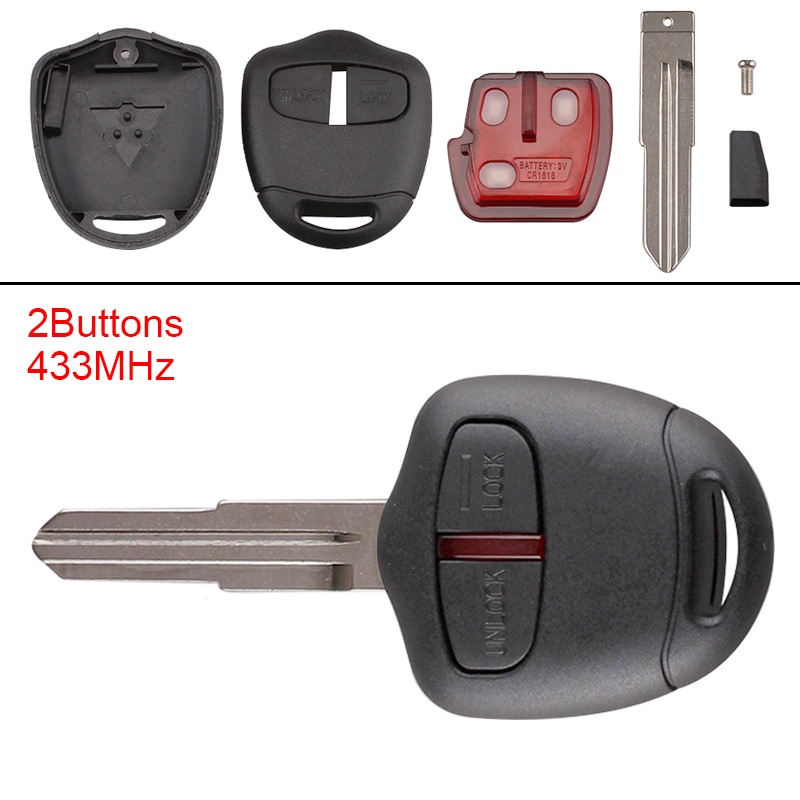 433MHz 2 ปุ่ม Uncut Flip กุญแจรถ Fob Keyless Entry Remote Replacement Fit สําหรับ MITSUBISHI / Pajero