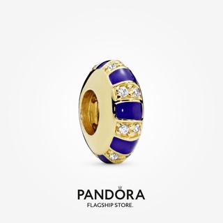 Pandora จี้สเปเซอร์ ลายทาง สีฟ้า ของขวัญวันเกิด สําหรับสุภาพสตรี p825