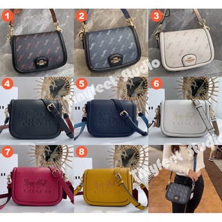 Coach C4059 C4058 Saddle Bag with Horse and Carriage Dot Print Women กระเป๋าสะพายข้าง