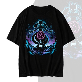 Pokémon T-Shirt Mewtwo 180g Cotton Round Neck Short Sleeve Anime T-Shirt Printed TShirt(M-3XL)เสื้อยืด เสื้อยืดสีพื้น