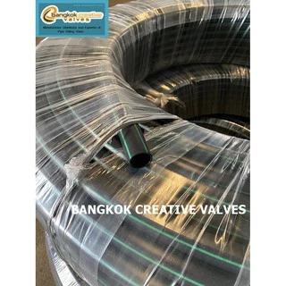ท่อPE ท่อพีอี ท่อ LDPE แรงดัน 2.5-4 บาร์ ความยาว 100-200 เมตร คาดสีเขียวและคาดเหลือง งานเกษตร