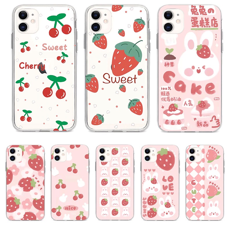 Samsung Galaxy A6 A6+ Plus A7 A8 A8+ Plus A9 2018 เคสโทรศัพท์ซิลิโคน ลายสตรอเบอร์รี่
