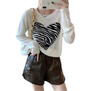 เสื้อไหมพรม คอกลมแขนยาว แบบสวมหัว ลายหัวใจ สุดน่ารัก lune 99006