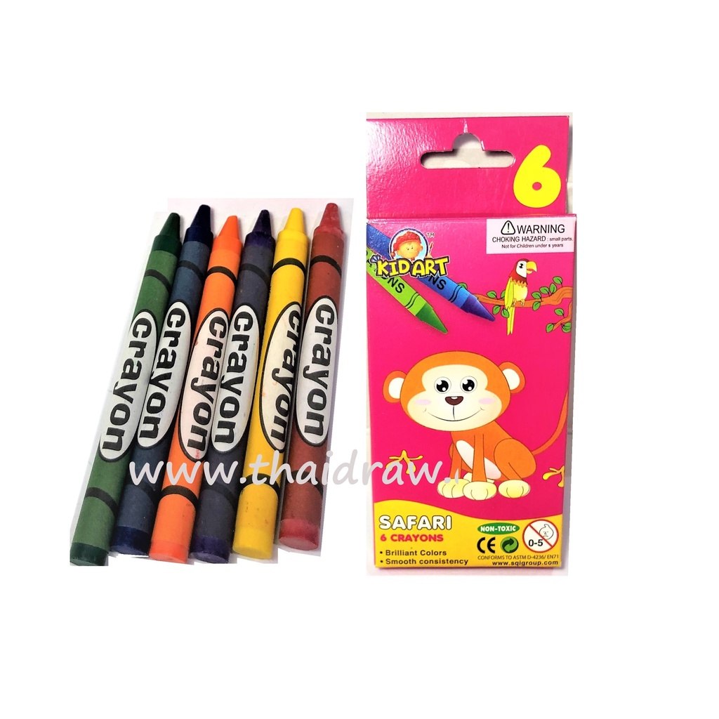 Kid Art สีเทียนขนาดมาตรฐาน 6 สี Regular Crayons Shopee Thailand