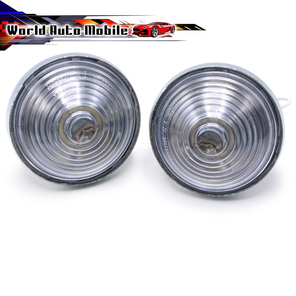 ไฟหรี่ ข้าง ทรงกลม แบบลวด เลนส์สีขาว 2ชิ้น Jeep  Willys Jeep CJ3 CJ5 CJ6 CJ2A CJ3A CJ3B ปี1945 - 197