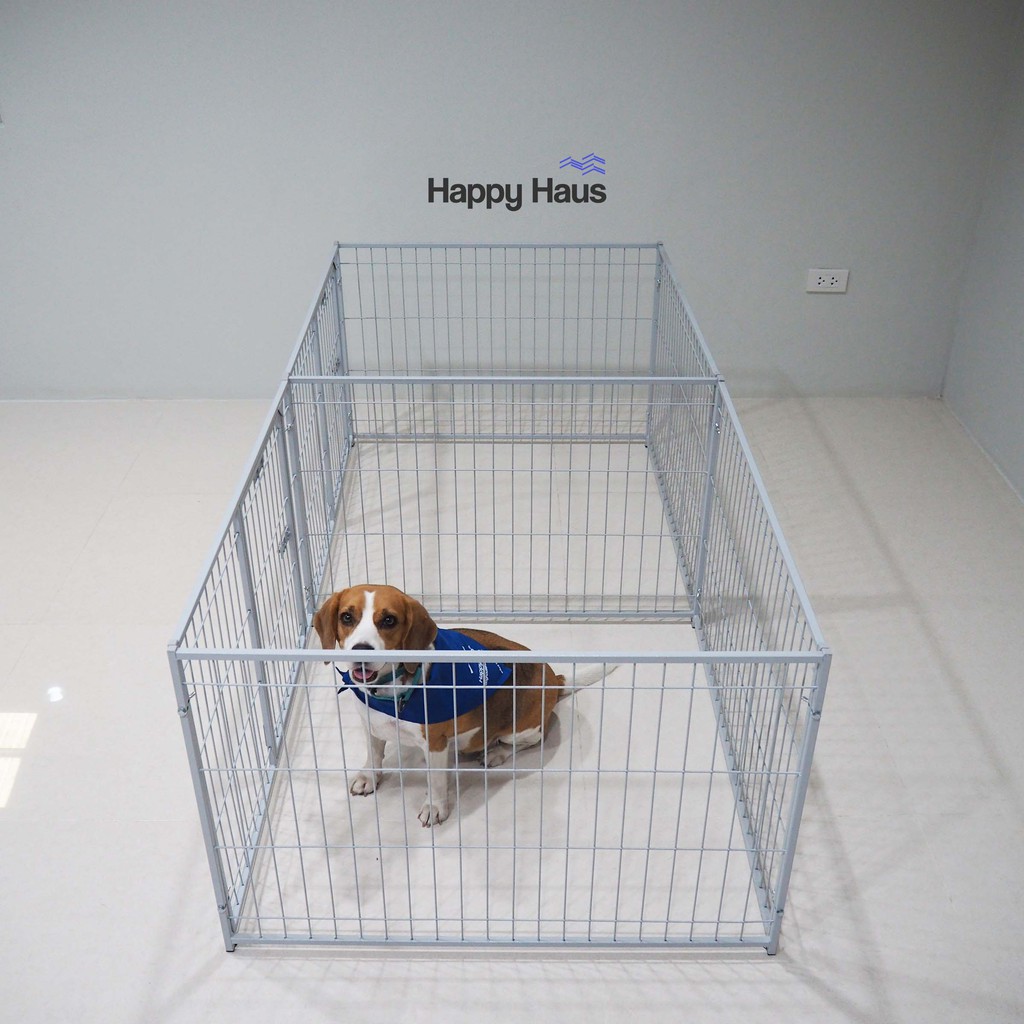 คอกสุนัขS แฝดสีเทาอ่อนสูง 60 ซม. Happy Haus 0.9 X0.9 เมตรติดกัน 2 ห้อง
