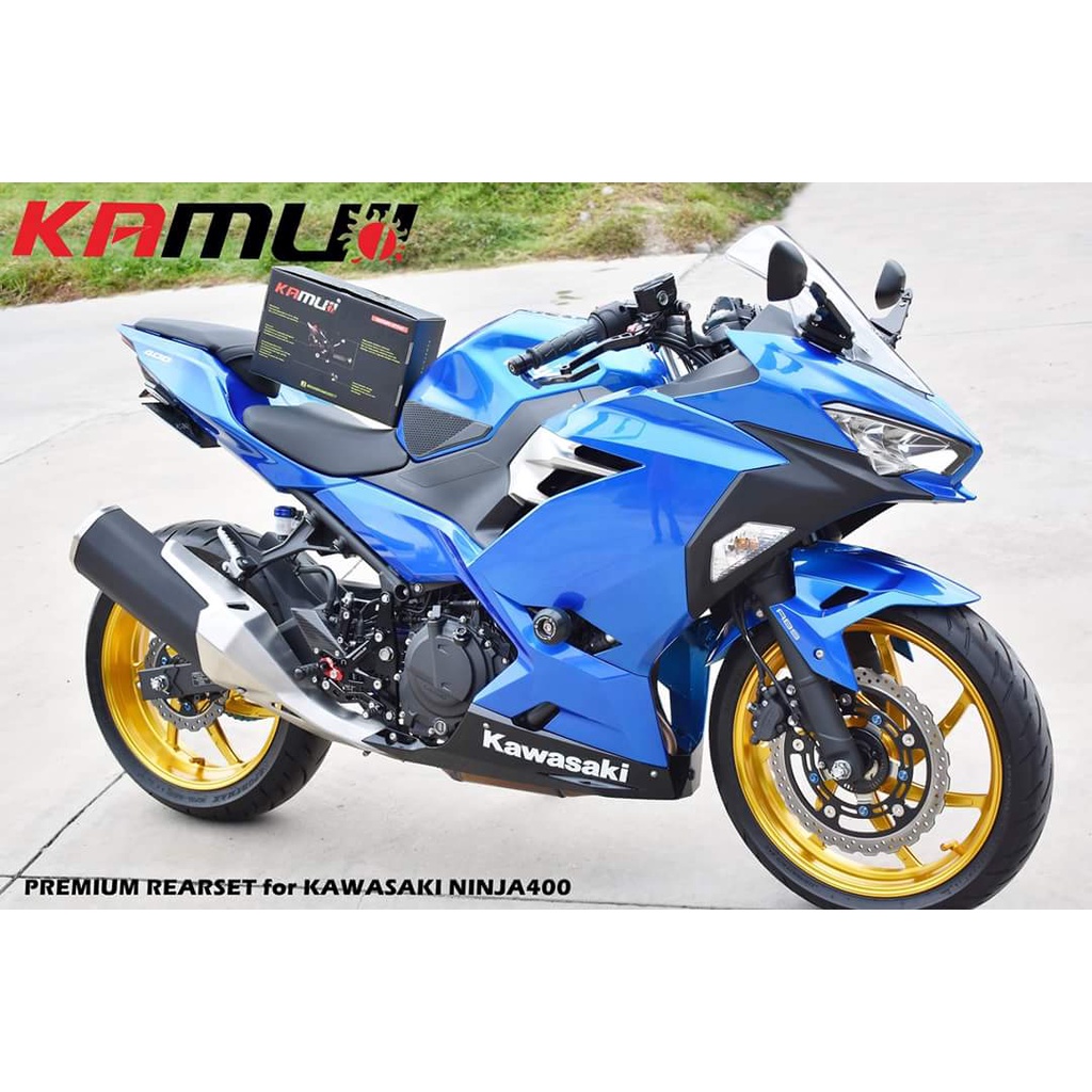 85. ชุดเกียร์โยง KAMUI คาร์บอนแท้ ตรงรุ่น NINJA400 ปรับระดับพักเท้า หัวเกียร์พับได้ พักเท้าพับได้ เก