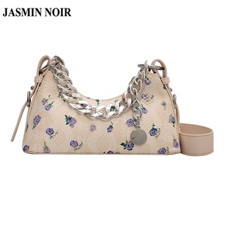 Jasmin NOIR กระเป๋าสะพายข้าง พิมพ์ลายดอกไม้ แต่งสายโซ่ สําหรับผู้หญิง