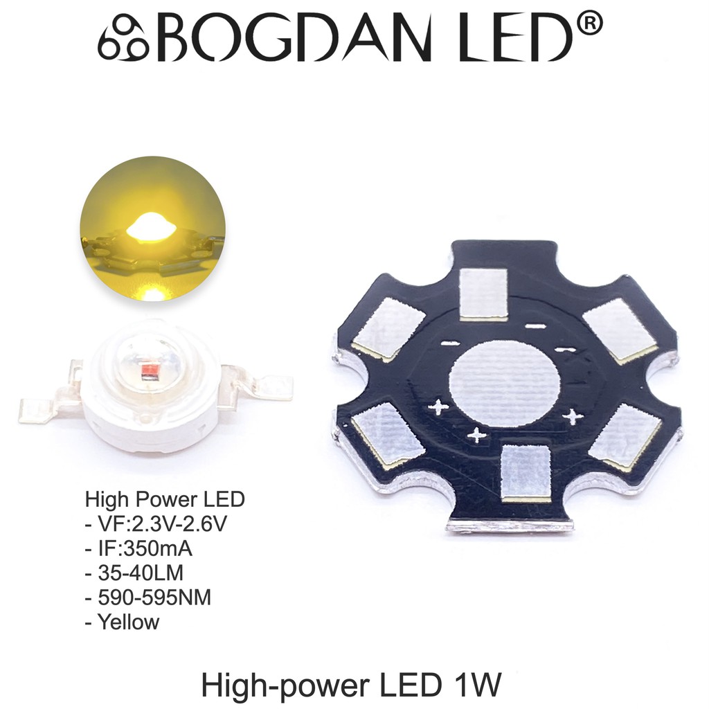 LED High power 1W YELLOW แอลอีดีลูกปัดสีเหลือง ให้ความสว่างสูง ความร้อนต่ำ อายุการใช้งานยาวนาน สินค้าพร้อมส่งในไทย