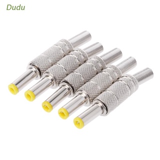 Dudu 5.5X2.1 มม. Dc Power Male Plug แจ็คอะแดปเตอร์เชื่อมต่อพร้อมหัวสีเหลือง 5 ชิ้น