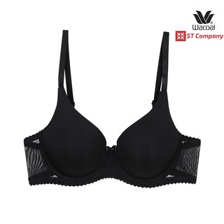 เสื้อใน Wacoal Seamless Bra บราไร้ตะเข็บ สีดำ (BL) รุ่น WB5A86 3/4 คัพ มีโครง เสริมฟองน้ำ เสริมเต้าอวบอึ๋ม วาโก้ ชุดชั้นใน บรา