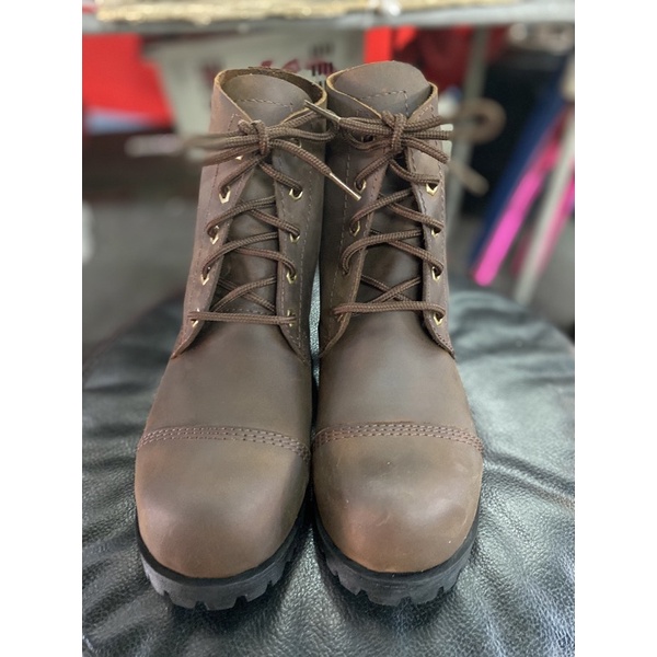 รองเท้าหัวเหล็กอันเดอร์กราวหุ้มข้อ5รูหนังน้ำมัน100%กันน้ำ Safety shoes