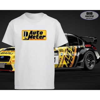 เสื้อยืดผ้าฝ้ายพิมพ์ลายขายดี สตรีทแฟชั่น เสื้อยืด Racing Sport [สีขาว / สีเทา] [AUTO METER]คอกลม