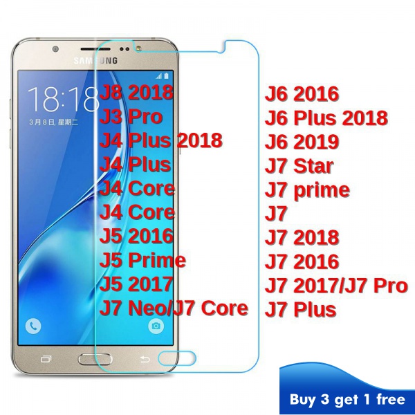 กระจกนิรภัยกันรอยหน้าจอ 9H สําหรับ samsung J4 J5 J6 J7 J8 Duo Core Neo ON Plus Prime Pro 2016 2017 2018 2019 Star Screen Protector 0