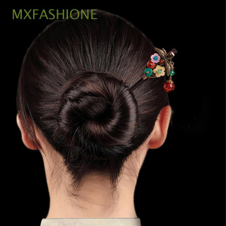 Mxfashione ตะเกียบผมสไตล์จีนวินเทจลายดอกไม้สําหรับผู้หญิง