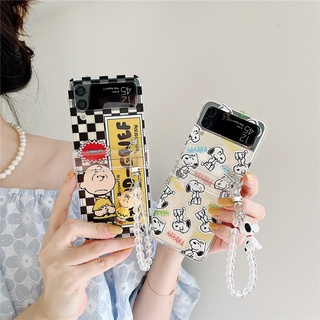 เคสโทรศัพท์มือถือ PC แข็ง กันกระแทก ลายการ์ตูนสนูปปี้ คนแคระ พร้อมสร้อยคอ สําหรับ Samsung Galaxy Z Fold 4