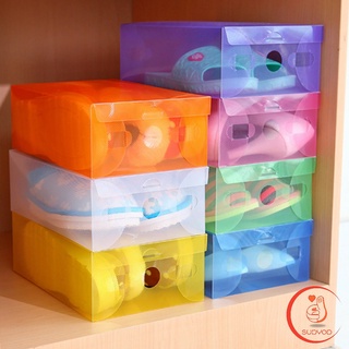 แผ่นกล่องใส่รองเท้าพลาสติกใส  กล่องรองเท้า  กล่องจัดระเบียบ กล่องรองเท้าพับได้  Colour Transparent Shoe Box