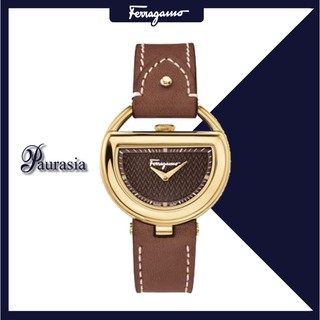 [ของแท้] Ferragamo นาฬิกาข้อมือ ผู้หญิง รุ่น FERRAGAMO FG506-0014 BUCKLE,BROWN-4/0.01cts,CALF-BRN paurasia ปอเรเซีย