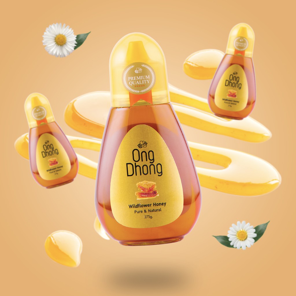 OngDhong Wildflower Honey (Squeeze Bottle) 275g น้ำผึ้งอองตอง น้ำผึ้งดอกไม้ป่า (ขวดบีบ) 275 กรัม