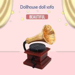 ( Xshki ) โมเดล Phonograph ขนาดเล็ก 1 : 12 สําหรับตกแต่งบ้านตุ๊กตา
