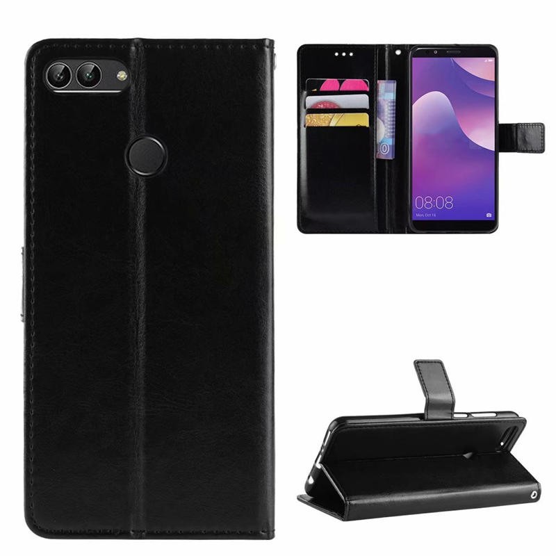 Huawei Y9 2018 เคส Leather Case เคสโทรศัพท์ Stand Wallet Huawei Y 9 Y9 2018 เคสมือถือ Cover