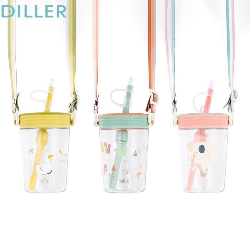 Diller Tritan Tumbler แก้วกาแฟพร้อมหลอดมีฝาปิดและฝาปิด (550 มล.) D74