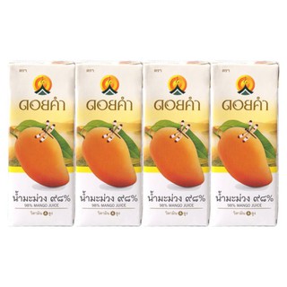 🔥แนะนำ!! ดอยคำ น้ำมะม่วง 98% 200มล. x 4 กล่อง Doi Kham 98% Mango Juice 200ml x 4 boxes