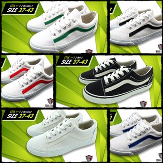 รองเท้าผ้าใบ v7 mashare ทรงvans เส้นข้าง มี 6 สี