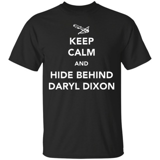 เสื้อยืดผ้าฝ้ายพิมพ์ลายแฟชั่น ขายดี เสื้อยืดลําลอง แขนสั้น พิมพ์ลาย Keep Calm And Hide Behind Daryl Dixon The Walking De