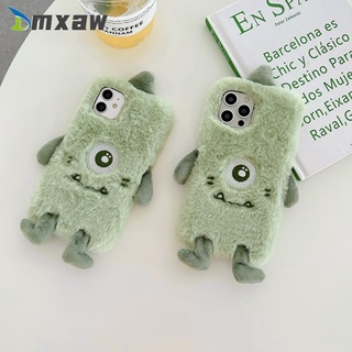 Carton Big Eye Monster Case OPPO A54 A74 A94 A93 A73 4G A55 A53 A73 A72 A95 5G A53 A33 A32 A52 A72 A92 Plush Warm Phone Case Soft Cute Cover