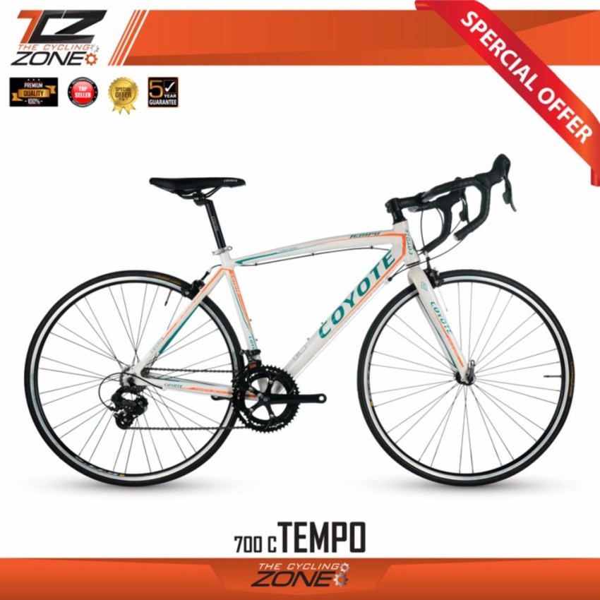 COYOTE จักรยานเสือหมอบ (มือตบ) รุ่น TEMPO 700C 14SPEED(สีขาว/เขียว)