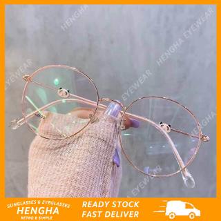 【HENGHA】【พร้อมสต็อก】เกาหลีออกแบบป้องกันสายตาสั้นสีฟ้าแว่นตาผู้หญิงรอบแว่นตากรอบ