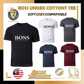 เสื้อยืดชาย - 🔥PromosiMurah🔥BOSSเสื้อยืดผ้าฝ้าย100%ผู้ชายUnisexผู้ชายผู้หญิงคอกลมแขนสั้นBajuLelak