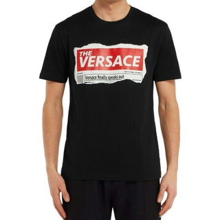 แบรนด์ใหม่เสื้อยืด versaces หนังสือพิมพ์สีดำแท็บลอยด์วินเทจเมดูซ่าผู้ชายผ้าฝ้าย