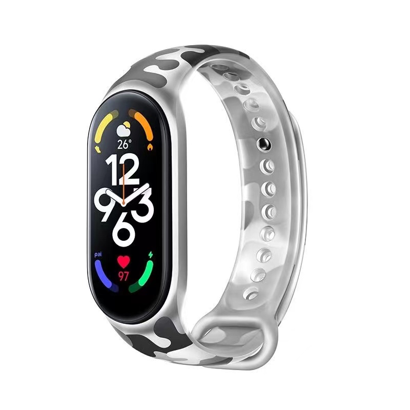 สายนาฬิกาข้อมือซิลิโคน แบบนิ่ม ลายพราง สีสันสดใส สําหรับ Xiaomi Miband Mi Band 3 4 5 6 7