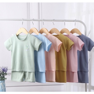 🍒พร้อมส่ง🍒ชุดเซ็ทเด็กสีพื้น size 80-130