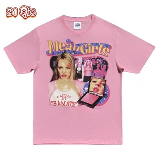 คอลูกเรือเสื้อยืดคอกลม21 Original Items/เสื้อยืดสีพื้น  เสื้อยืดคอกลม Mean Girls Oversize SML ดำ&amp;ขาว unisex 🔥ผ้าฝ้ายแท้